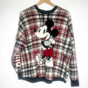 Disney Spirit Jersey - Holiday Mickey Plaid Sweater - LARGE